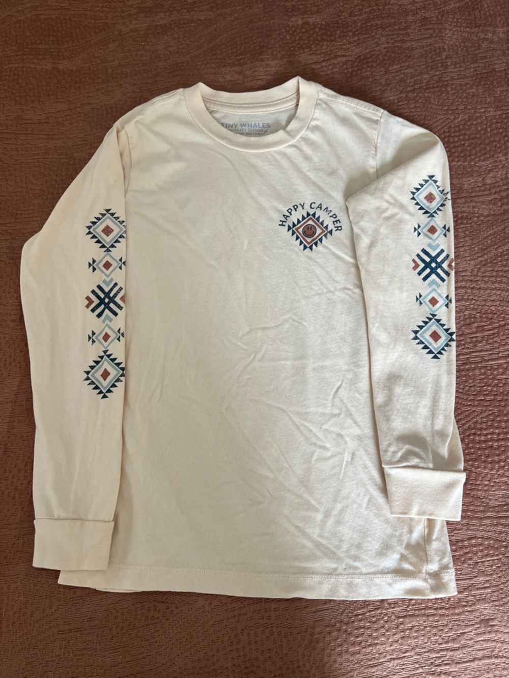 Happy Camper Cream Long Sleeve Kids Tee